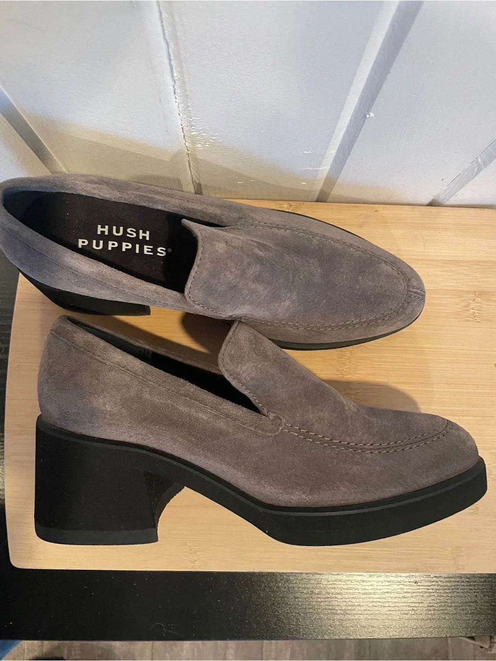 Hush Puppies Suede Block Heel  Loafers for Women size 6.5
